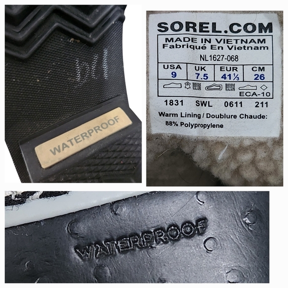 Sorel Tivoli Boots US 9 Black Cream Houndstooth Winter Lace-Up - Picture 12 of 12